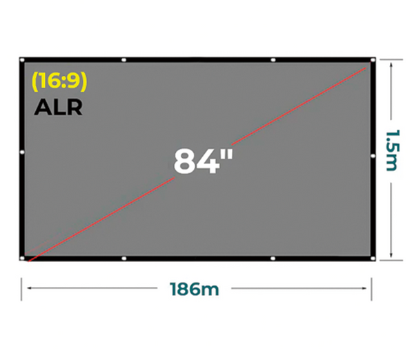 Ecran Gris con Ojal 84 Pulg (16:9) 1.86x1.05 m / Tela ALR