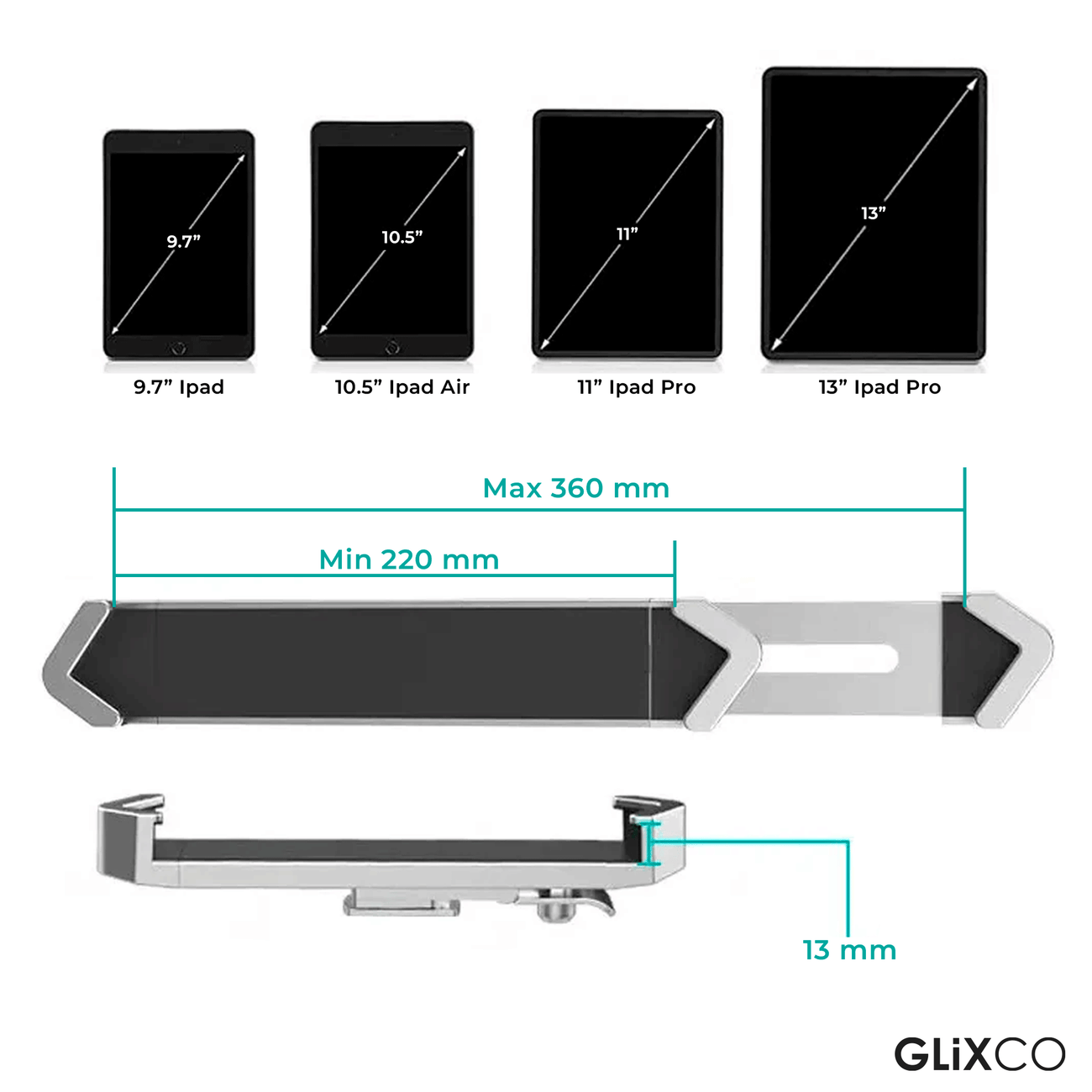 Soporte con Llave de seguridad para Tablet de 9 a 14 Pulg / Pared