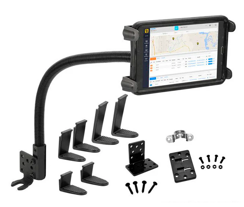 Soporte con brazo Flexible 55 cm para Tablet 7 a 18.4 Pulg / Fijación en asiento del auto y camiones