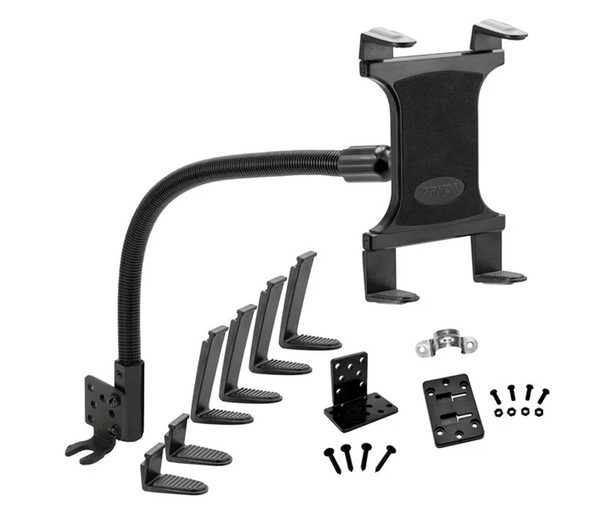 Soporte con brazo Flexible 55 cm para Tablet 7 a 18.4 Pulg / Fijación en asiento del auto y camiones