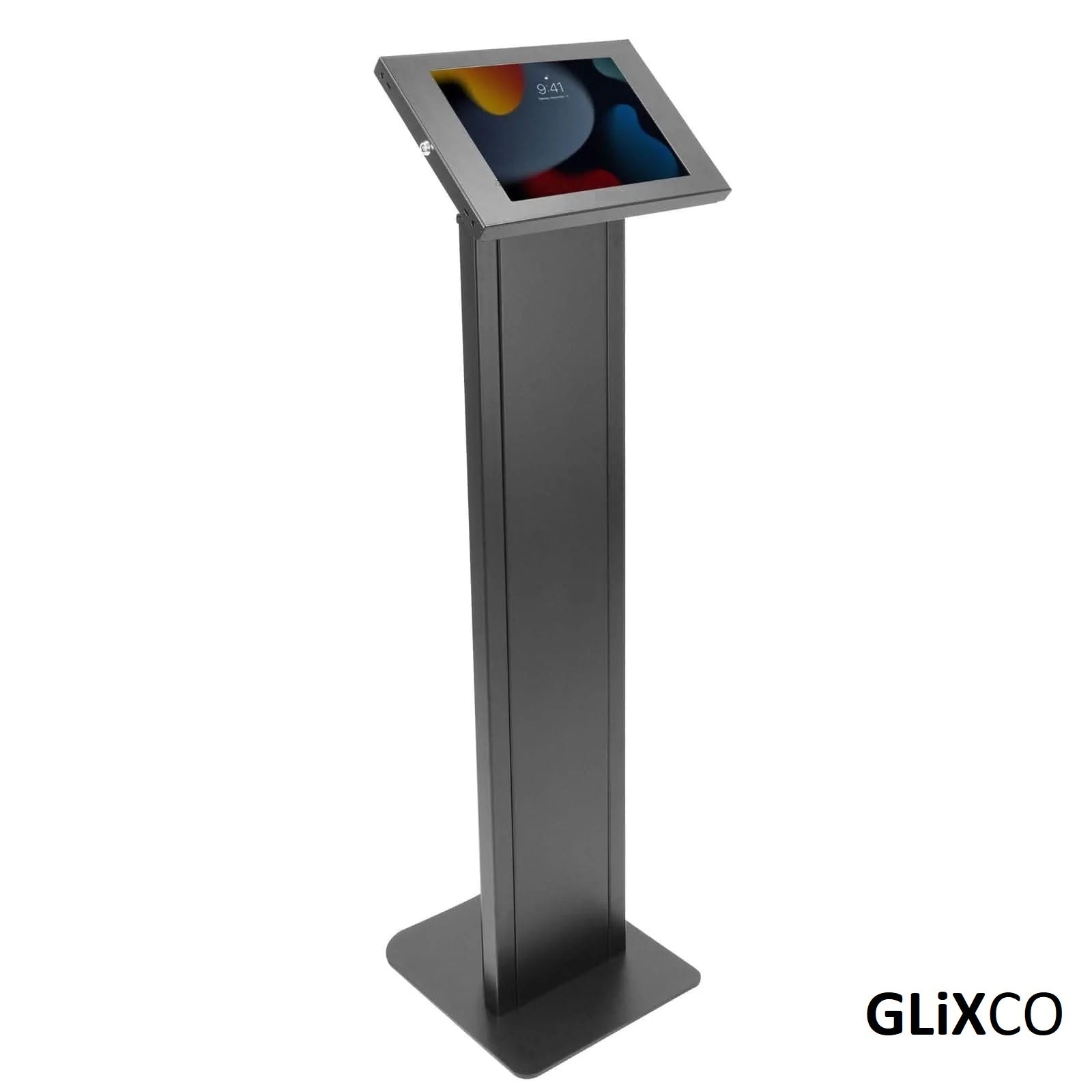 KIOSCO PEDESTAL ANTIRROBO PARA TABLET iPAD 10.2 a 11 PULG / PANEL FRONTAL BRANDEABLE