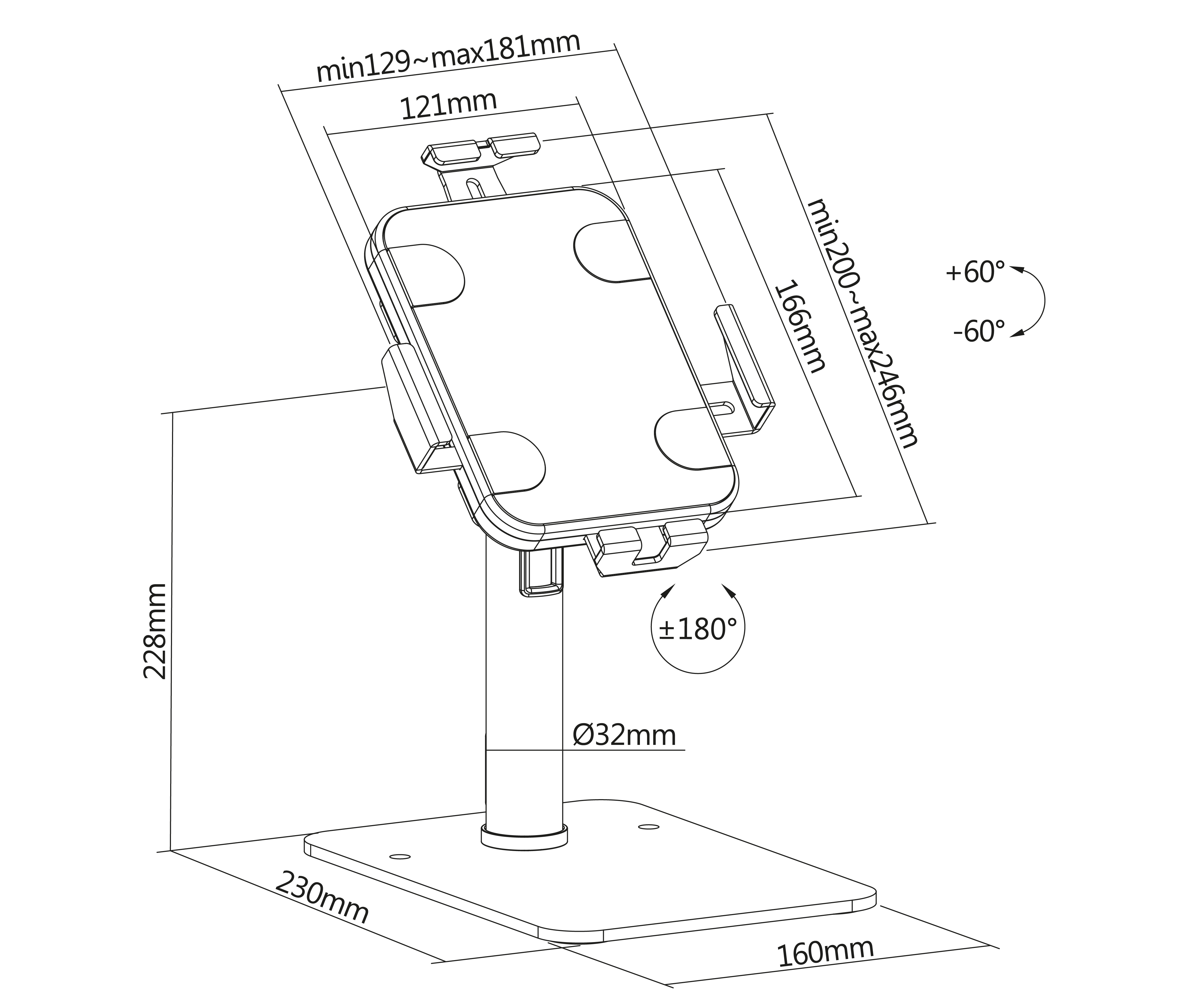 Soporte Universal Antirrobo para Tablets 7.9 a 10.5 Pulg