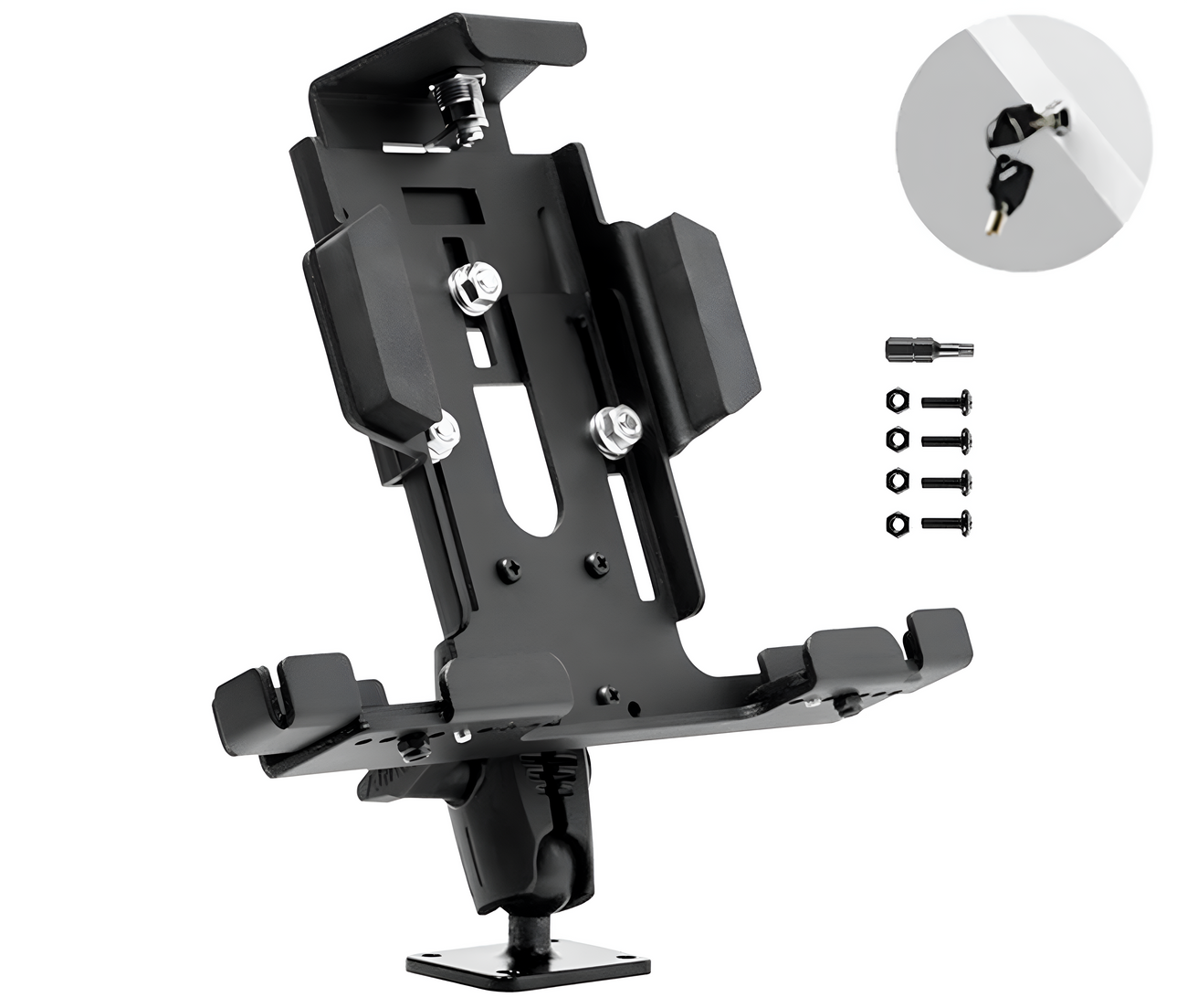 Soporte con llave de seguridad para Tablet 7 a 10 Pulg / Fijación con tornillos a superficies planas sólidas