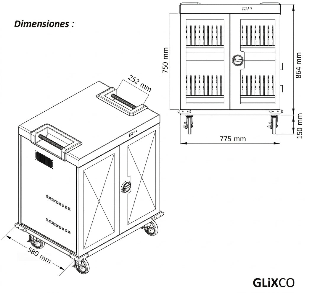 Coche Gabinete de Carga para Portatiles Tablet  Laptops 15.6 Pulg / 40 Puertos