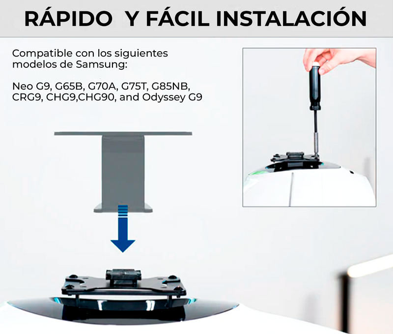 Soporte  Adaptador VESA para Monitores Samsung 49 Pulg Neo G9, G65B, G70A, G75T, G85NB, CRG9, CHG9, CHG90, and Odyssey G9