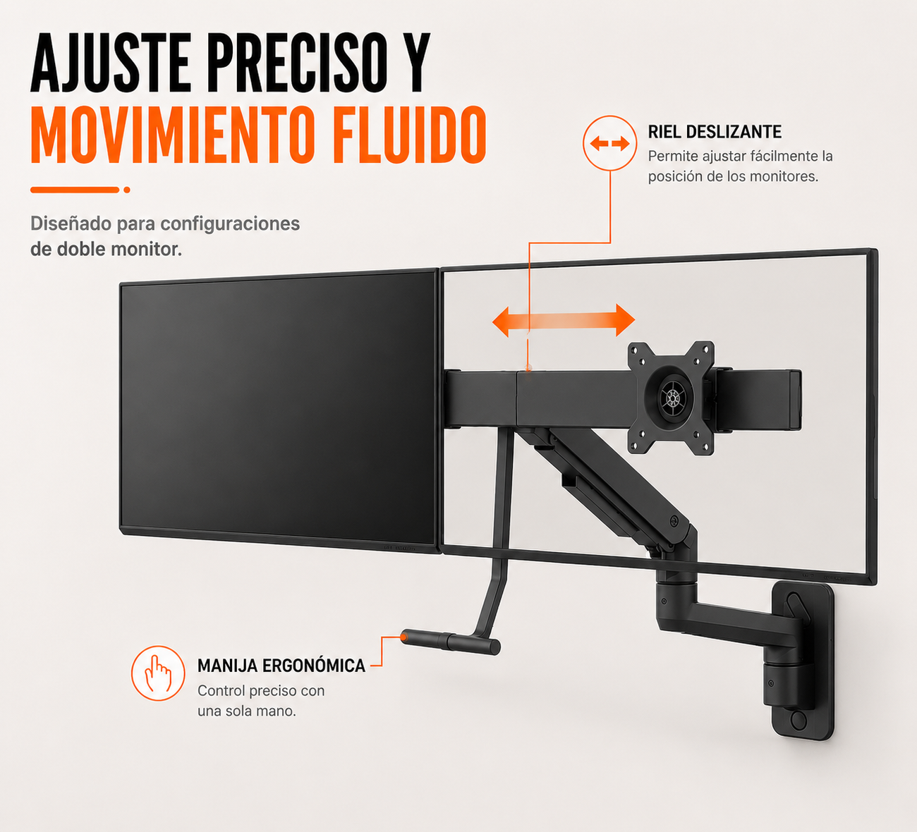 Soporte de pared con brazo para doble monitores 17 pulg a 32 pulg / Gas spring hidráulico