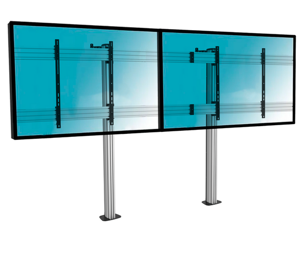 Pedestal Videowall con Base Atornillada para 2 Pantallas 70 a 75 Pulg