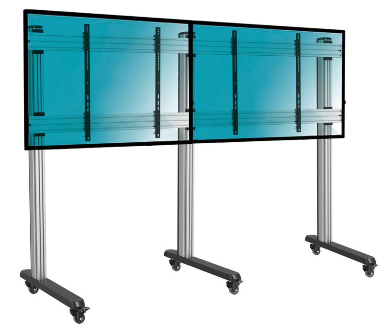 Pedestal con ruedas Videowall para 2 Pantallas 75 a 86 Pulg