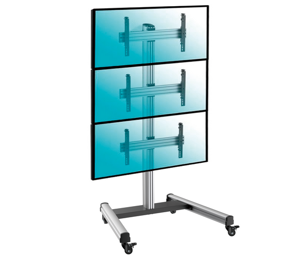 Pedestal con Rueda Videowall Triple Pantalla TV 40 a 55 pulg / VESA Max 600x400mm