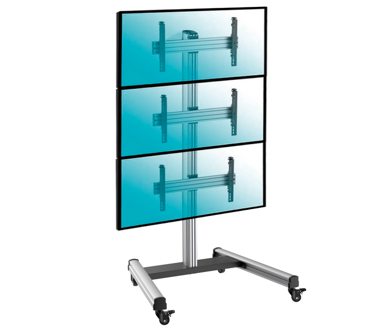 Pedestal con Rueda Videowall Triple Pantalla TV 40 a 55 pulg / VESA Max 600x400mm