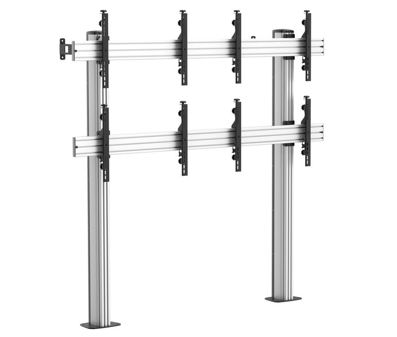 Pedestal con Base Atornillada Videowall 2x2 para 4 Pantallas 45 a 55 Pulg / VESA Max 600x400mm / Carga 50 kg