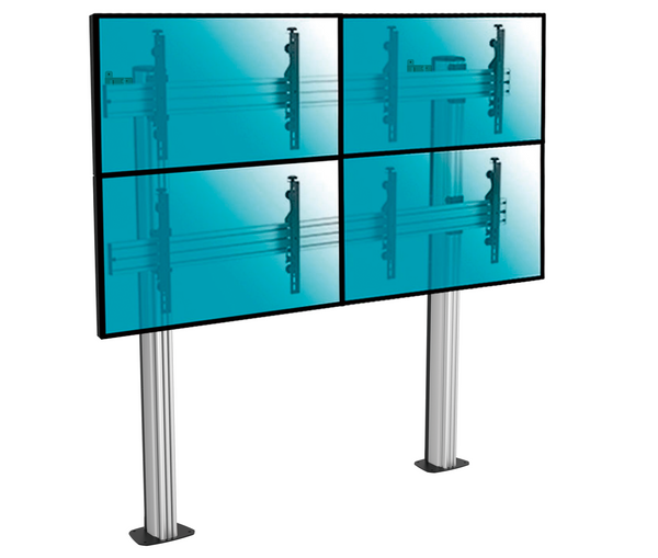 Pedestal con Base Atornillada Videowall 2x2 para 4 Pantallas 45 a 55 Pulg / VESA Max 600x400mm / Carga 50 kg