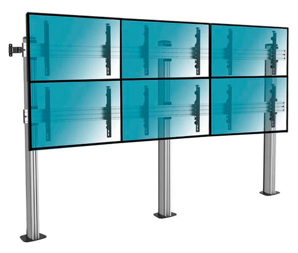 Pedestal con Base Atornillada Videowall 2x3 para 6 Pantallas 49 Pulg / Alt 180 cm