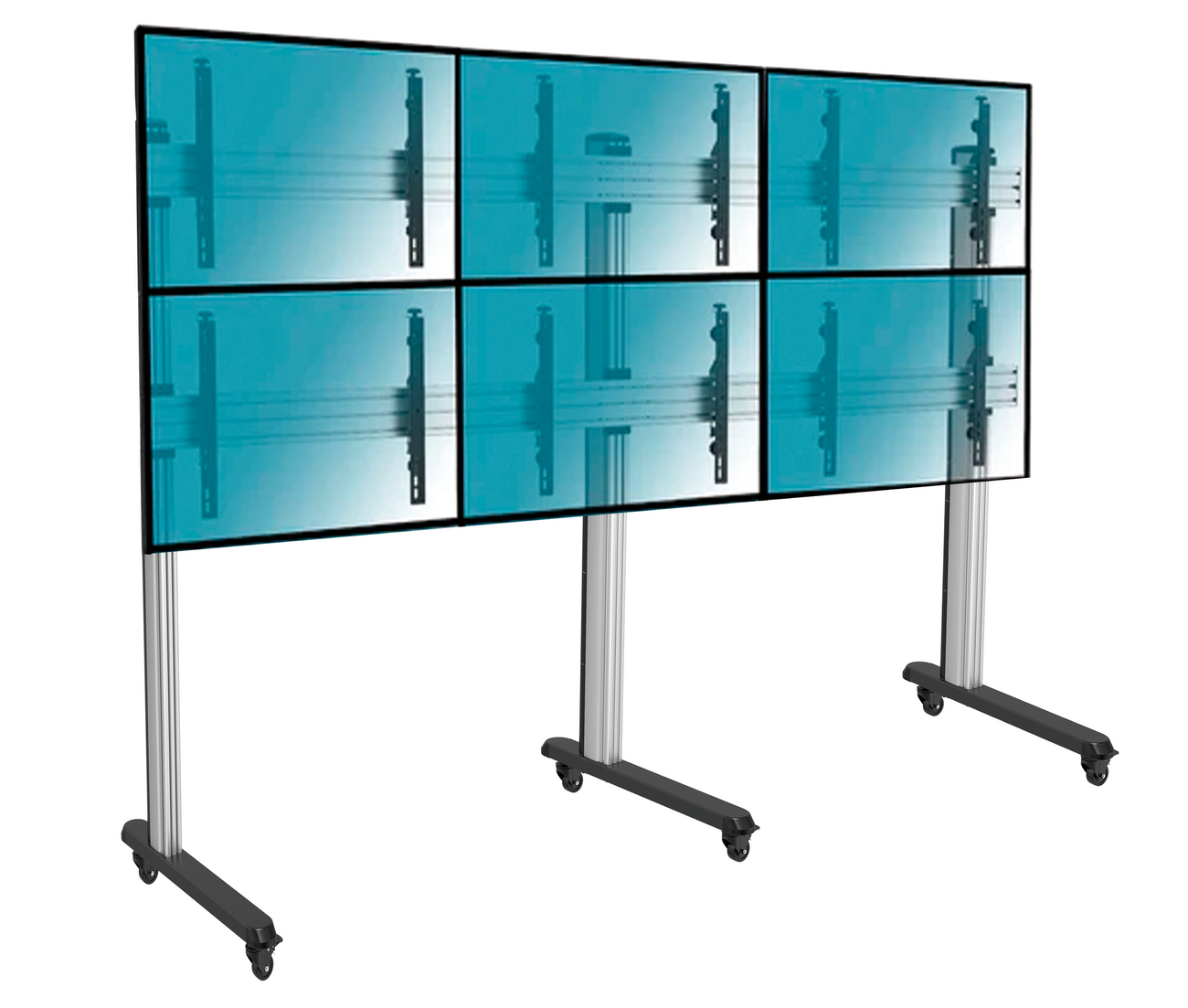 Pedestal con Ruedas Videowall 2x3 para 6 Pantallas