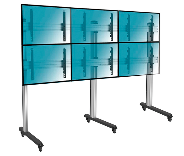 Pedestal con Ruedas Videowall 2x3 para 6 Pantallas 55 Pulg / Alt 200 cm