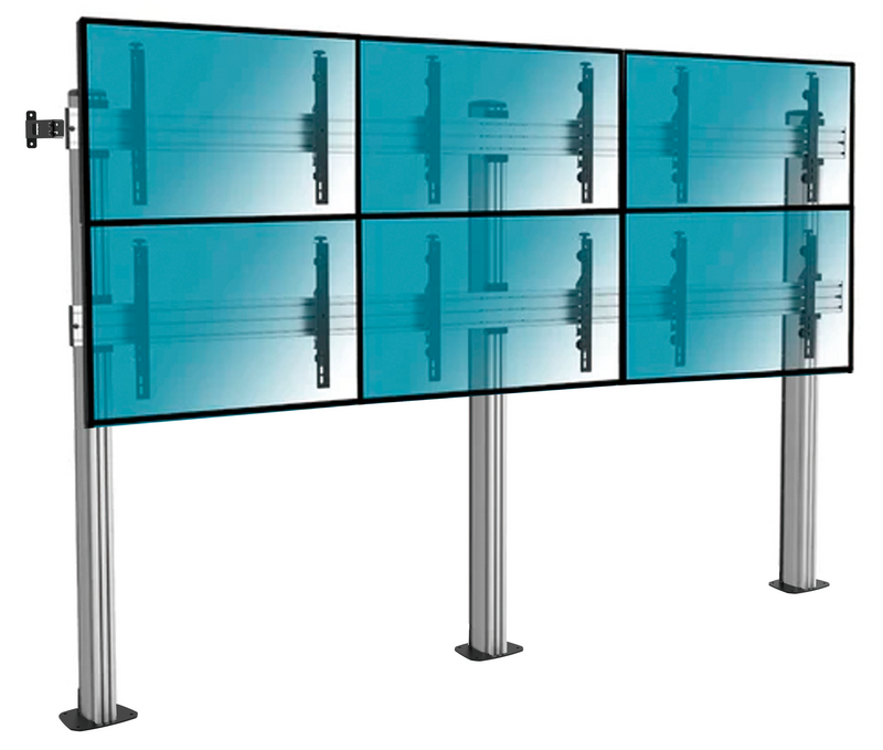 Pedestal con Base Atornillada Videowall 2x3 para 6 Pantallas 49 Pulg / Alt 240 cm