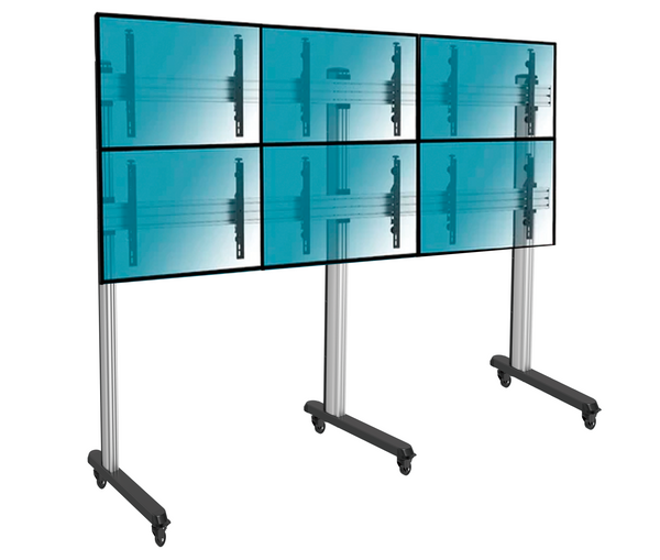 Pedestal con Ruedas Videowall 2x3 para 6 Pantallas 49 Pulg / Alt 260 cm