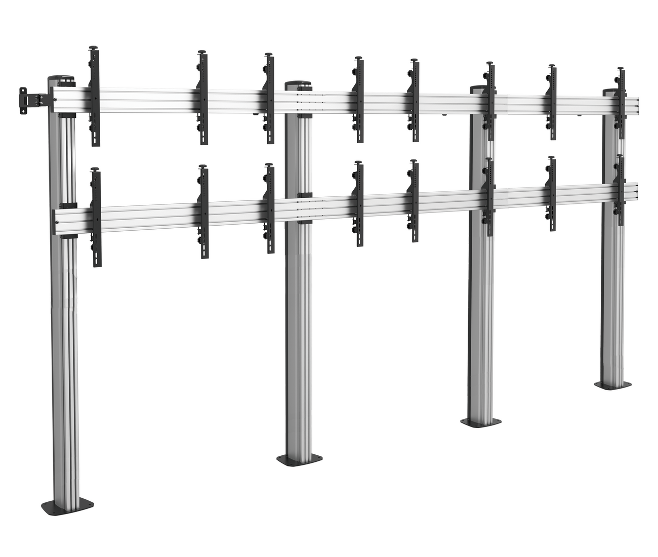 Pedestal con Base Atornillada Videowall 2x4 para 8 Pantallas 49 Pulg