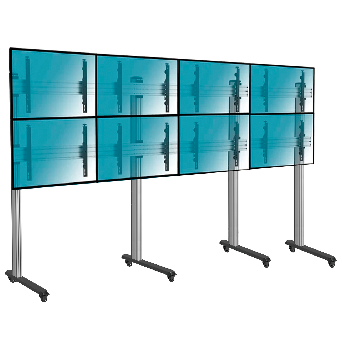 Pedestal con Ruedas Videowall 2x4 para 8 Pantallas 49 Pulg