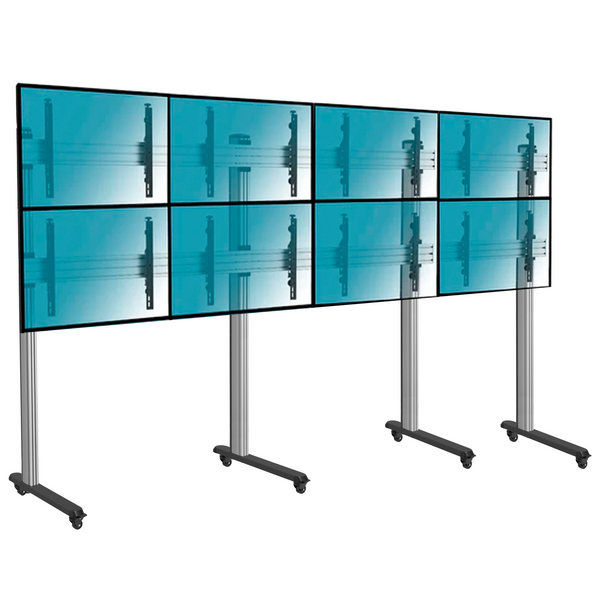 Pedestal con Ruedas Videowall 2x4 para 8 Pantallas 49 Pulg / Alt 260cm