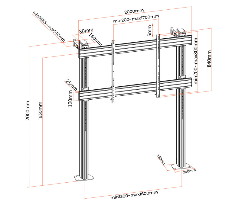 Pedestal con Base Atornillada TV LG 110 Pulg / 110UM5J-B / 110UM5K-B / VESA Max 1700x800mm / Carga 150 kg