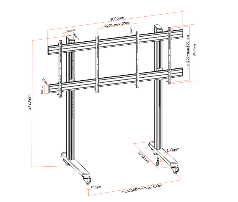 Pedestal con Ruedas para TV LG 136 Pulg / LAEC015-GN2 / Carga 150 kg