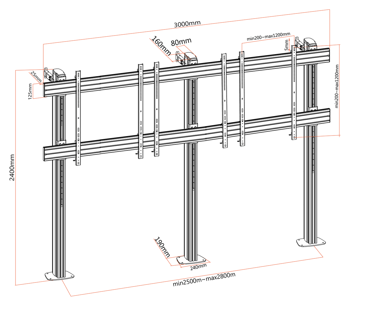 Pedestal con Base Atornillada para TV LG 163 Pulg / LAEC018-GN2 / Carga 200 kg