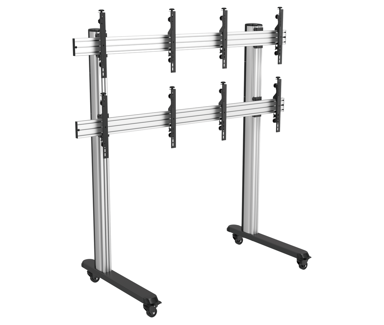 Pedestal con Ruedas Videowall 2x2 para 4 Pantallas 45 a 55 Pulg / VESA Max 600x400mm / Carga 50 kg