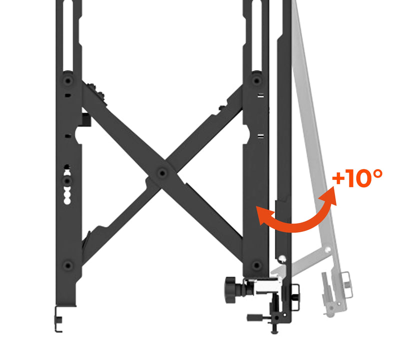 Soporte Videowall con sistema Push para TV Monitor 45 a 70 Pulg / VESA Max 600x400mm - 400x600mm / Carga 70 kg / Horizontal y Vertical / Perfil Min 120mm