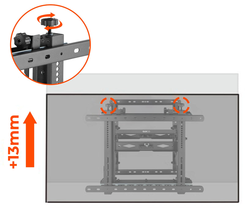 Soporte Videowall con sistema Push para TV Monitor 45 a 70 Pulg / VESA Max 600x400mm - 400x600mm / Carga 70 kg / Horizontal y Vertical / Perfil Min 120mm