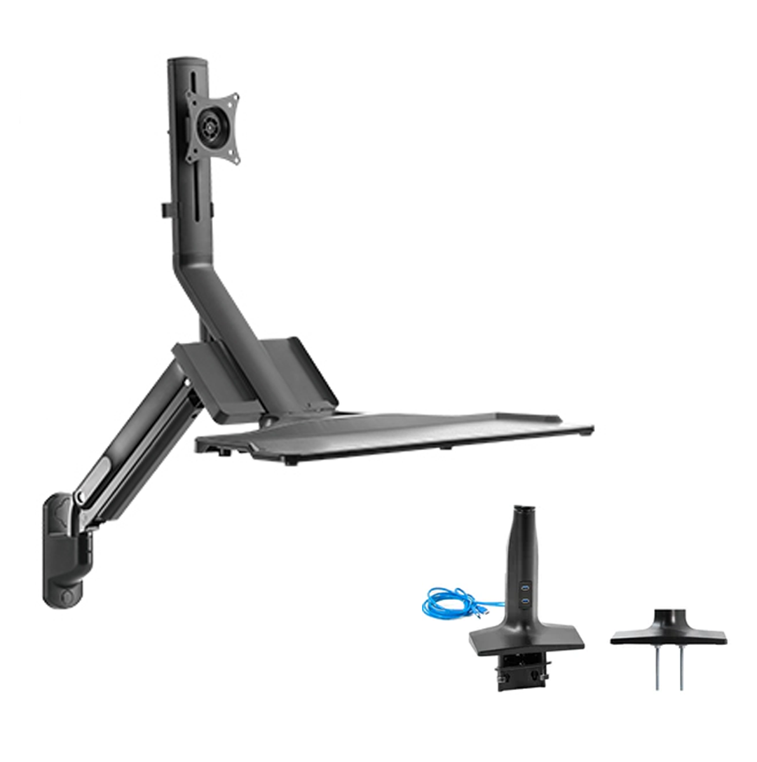 Soporte de Escritorio y Pared para Monitor 17 a 32 Pulg y Teclado - Trabaje parado o sentado