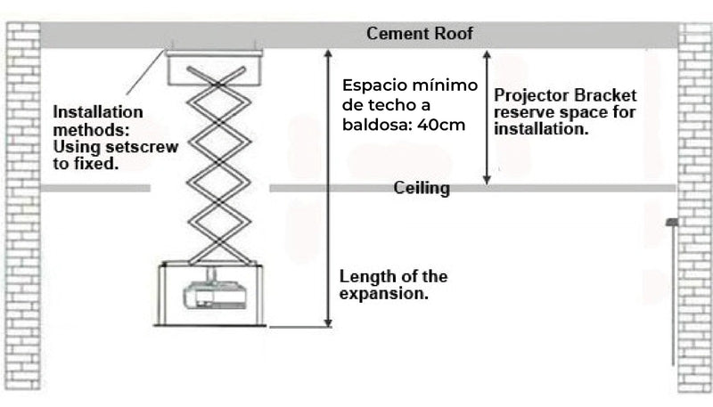 Rack Soporte Eléctrico  para Proyector - Carga 10Kg / Altura Max 100cm