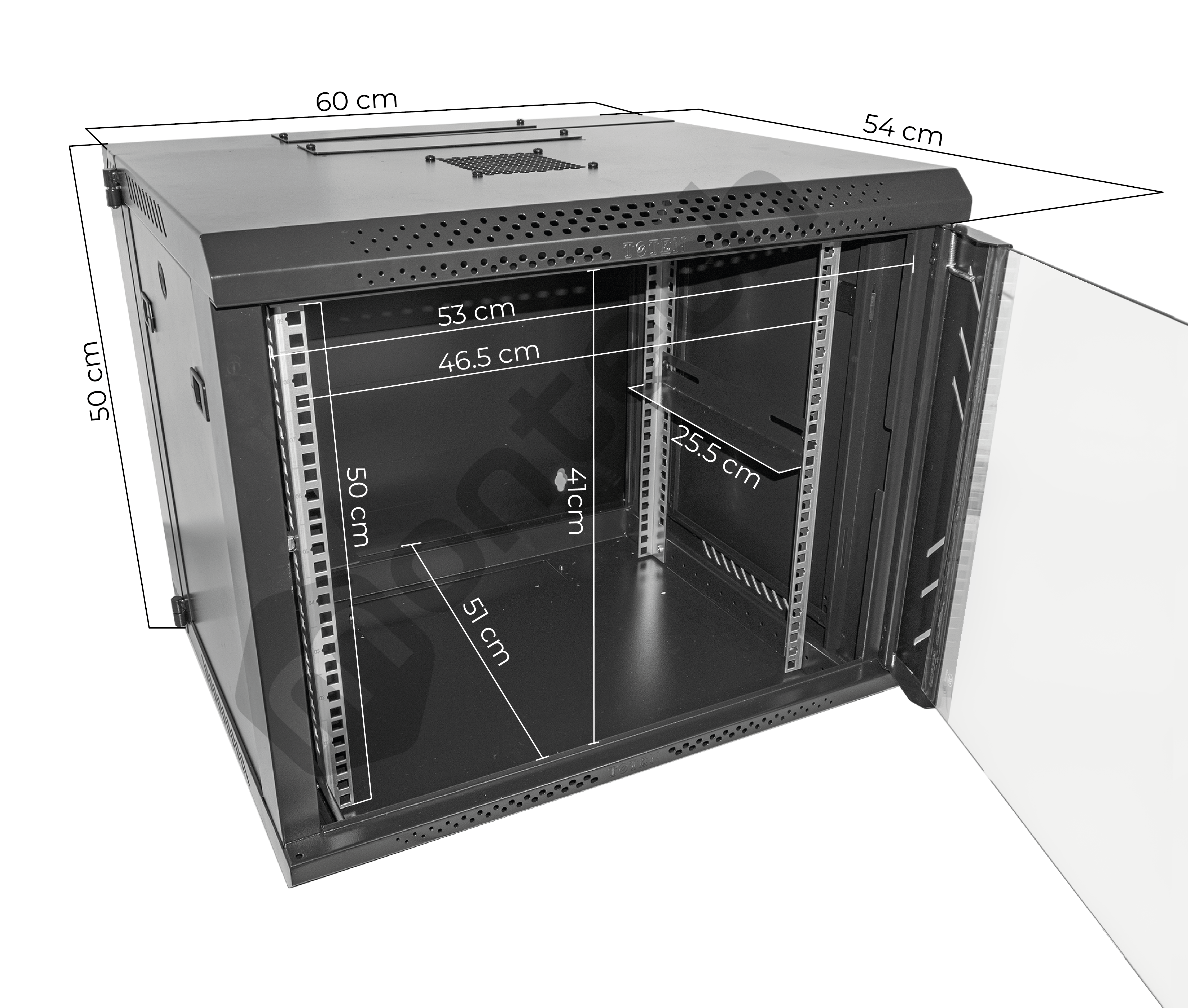 Gabinete Pivoteable Abatible de Pared para Servidores / 9 RU / 60x54x50 cm (AnchoxProf.xAlt.)