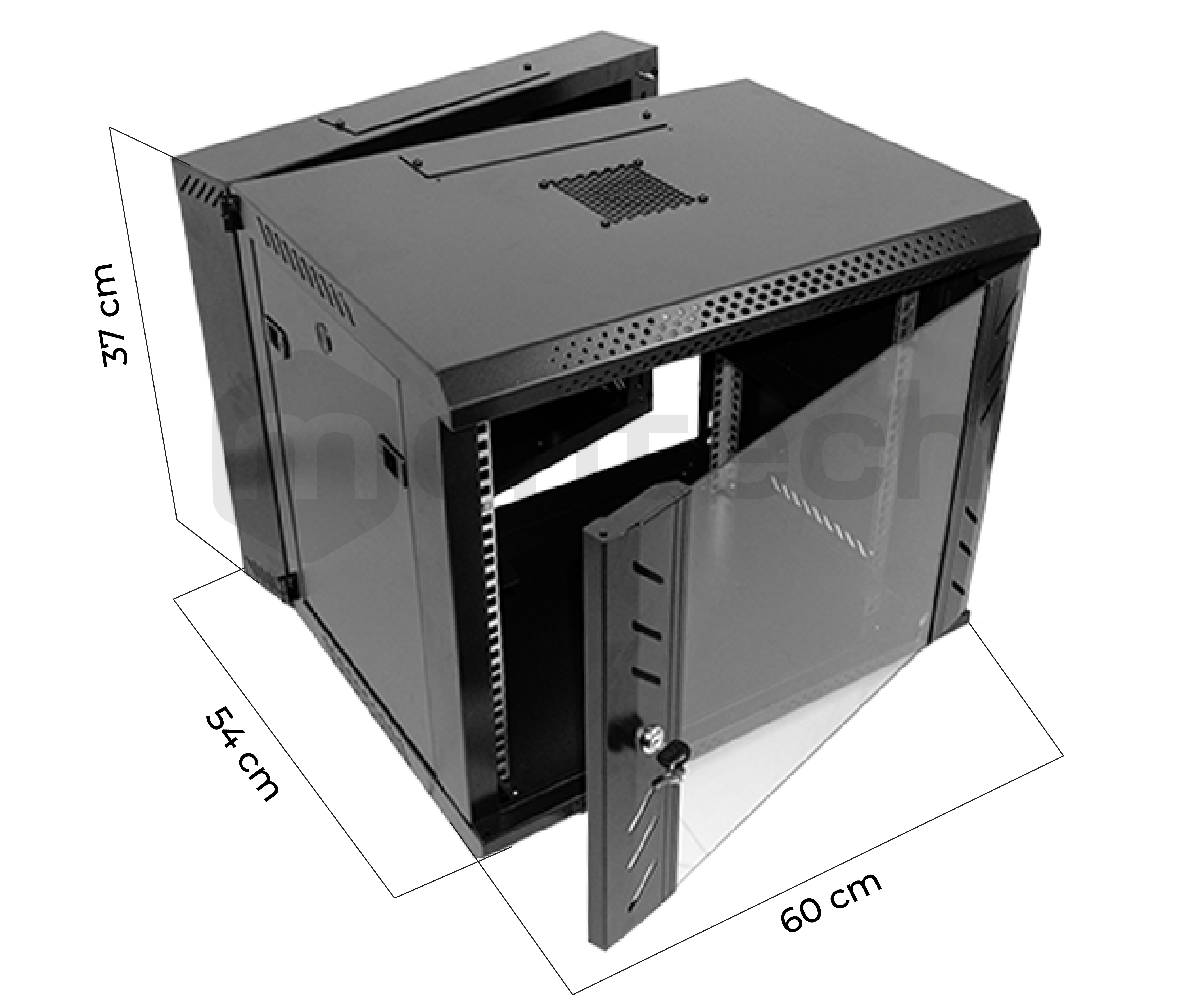 Gabinete Pivoteable Abatible de Pared para Servidores / 6 RU / 60x54x37 cm (AnchoxProf.xAlt.)