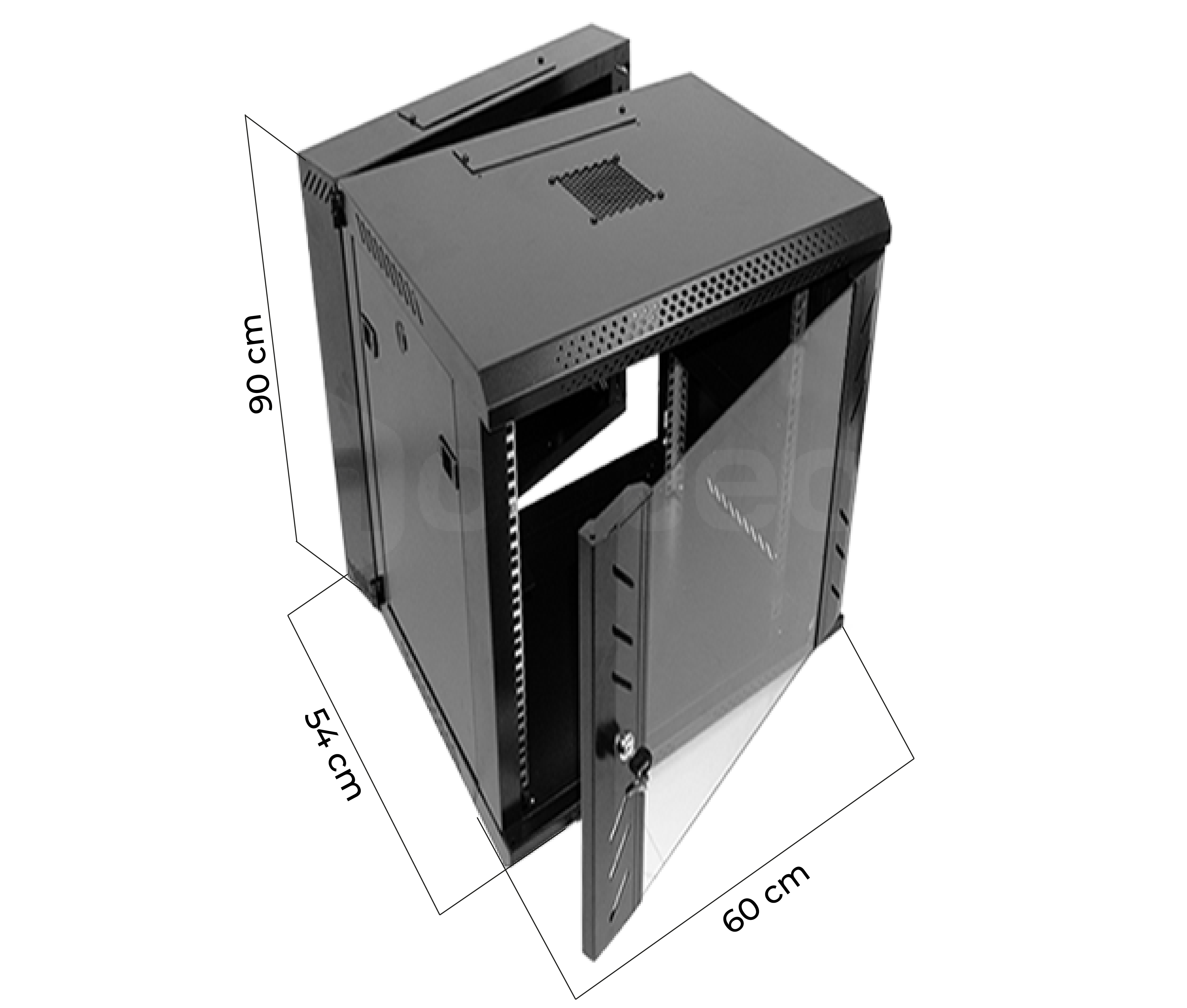 Gabinete Pivoteable Abatible de Pared para Servidores / 18 RU / 60x54x90 cm(AnchoxProf.xAlt.)