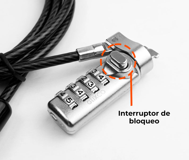 Cable de Seguridad para Laptop con Clave 4 dígitos / 2 Mt / Ranura Standard Kensington