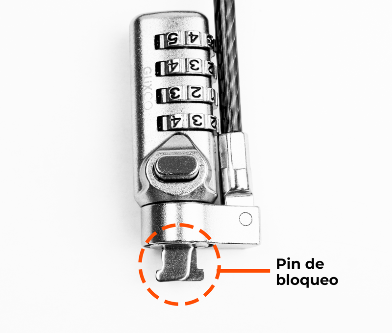 Cable de Seguridad para Laptop con Clave 4 dígitos / 2 Mt / Ranura Standard Kensington