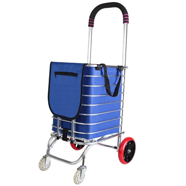 Carrito de compras plegable de gran capacidad con 4 ruedas, carrito de  compras con cesta de movilidad, carrito de compras, bolsa de mercado,  lavandería (color azul) : Productos de Oficina 