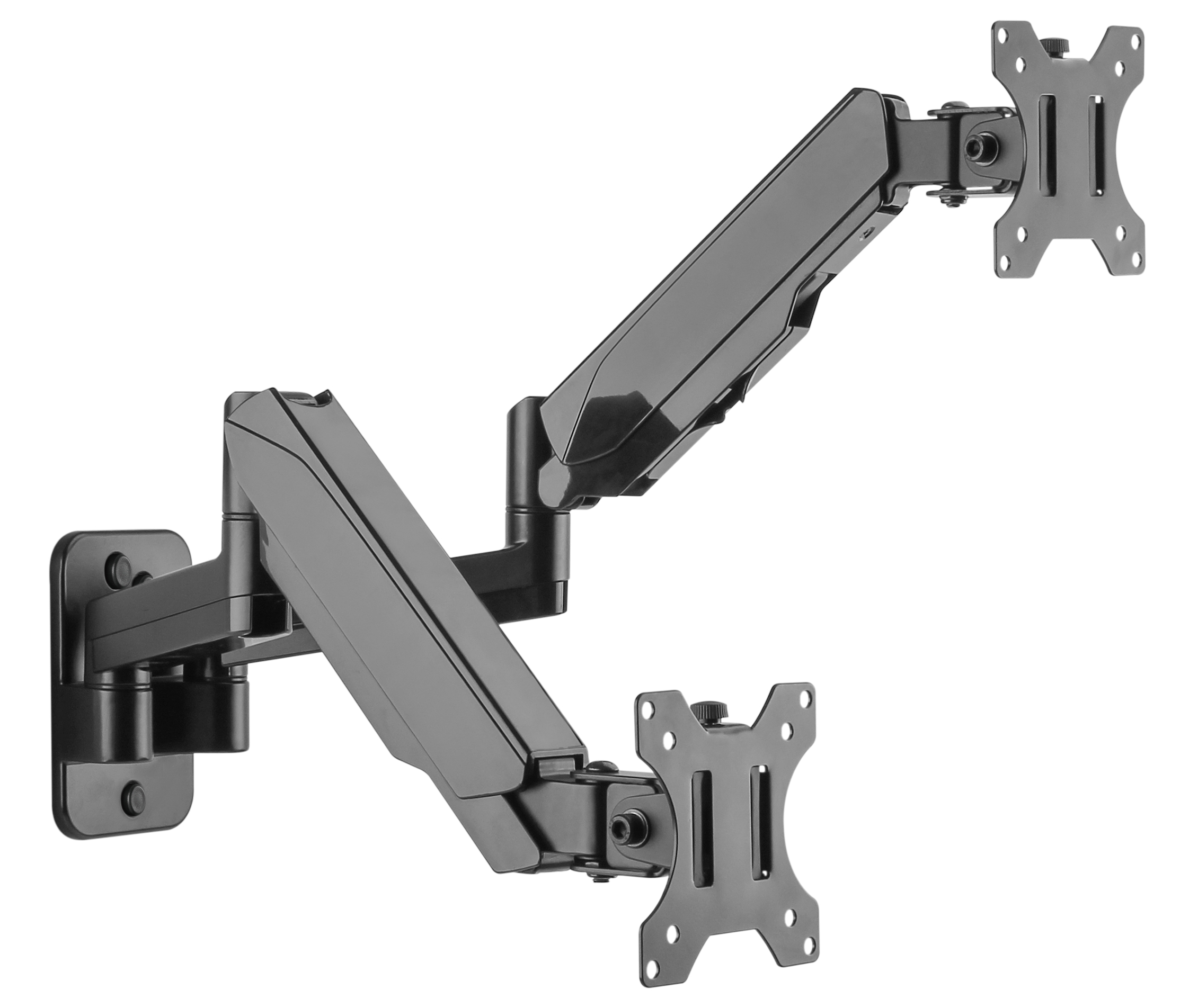 Rack Soporte Doble Brazo de Pared con Gas Spring para 2 Monitores 17 a 32 Pulg