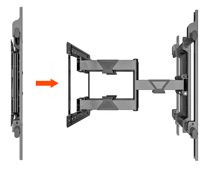 Rack Giratorio con doble brazo articulado Pantalla interactiva TV 65 a 140 Pulg / Carga 140 kg / VESA Max 1000x600mm