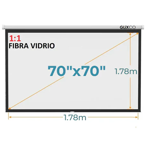 Ecran Manual 70x70 (1:1) 1.78x1.78 m / Fibra de Vidrio