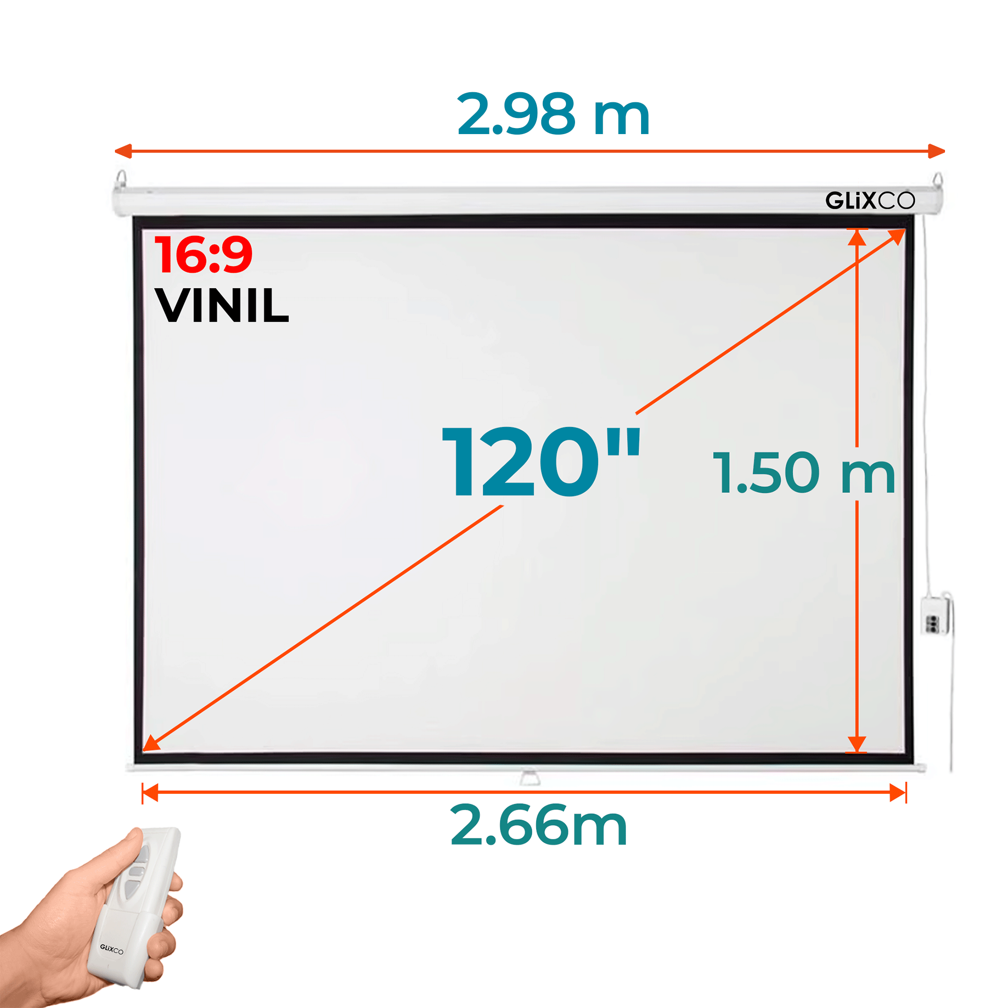 Ecran 120 Polegadas Em Cm Ecran Eléctrico 120 Pulg (16:9) 2.66x1.50 m / Vinil