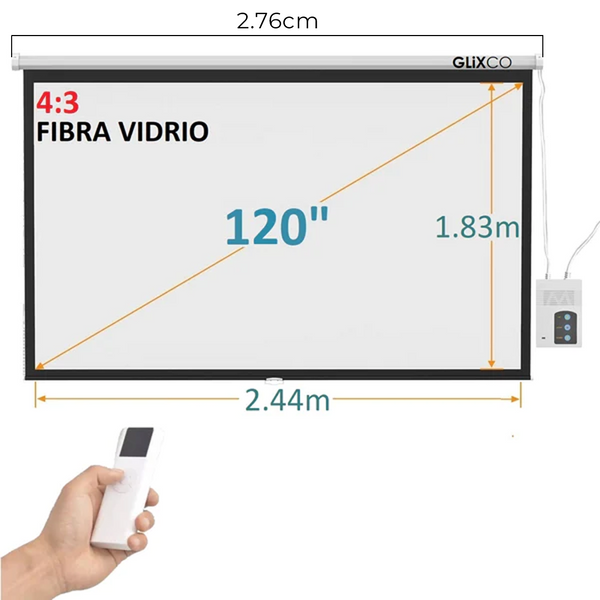 Ecran Eléctrico  120 Pulg (4:3) 2.44x1.83 m  / Fibra de Vidrio