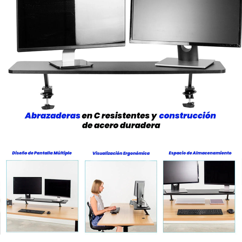 Soporte Elevador para 2 Monitores / Estante de Escritorio con Abrazadera