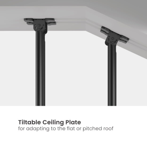 Rack Techo con doble Tubo TV 60 a 120 Pulg / Alt Regulable 109 - 169 cm / VESA Max 1000x600mm / Carga 120 kg