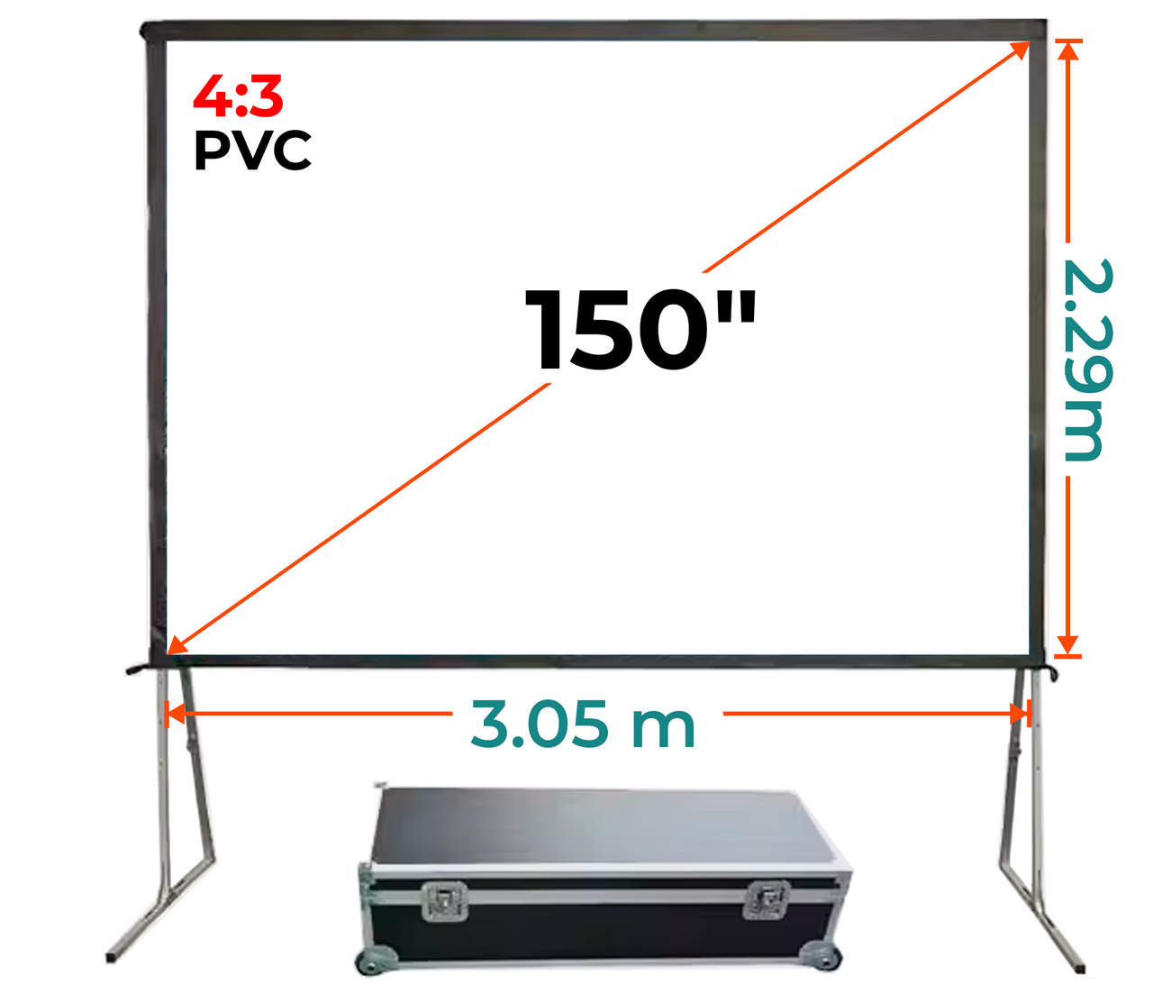 Ecran Fast Fold 150 Pulg (4:3) 3.05x2.29 m / Proyección Frontal