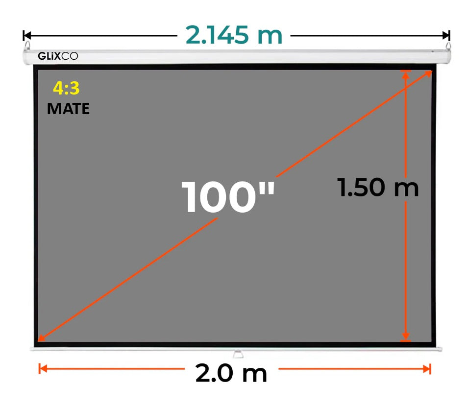 Ecran Gris Manual 100 Pulg (4:3) 2.0x1.50 m / MATE