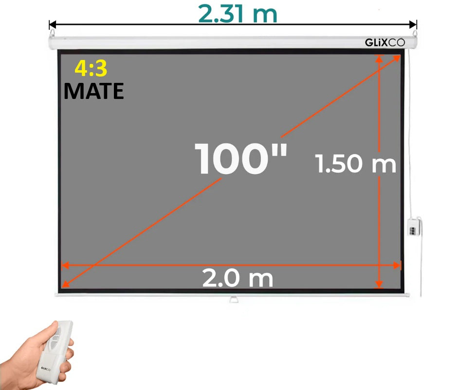 Ecran Eléctrico Gris Mate 100 Pulg (4:3) 2.0x1.50 m / MATE