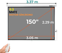Ecran Eléctrico Gris Mate 150 Pulg (4:3) 3.05x2.29 m / MATE / Motor Síncrono