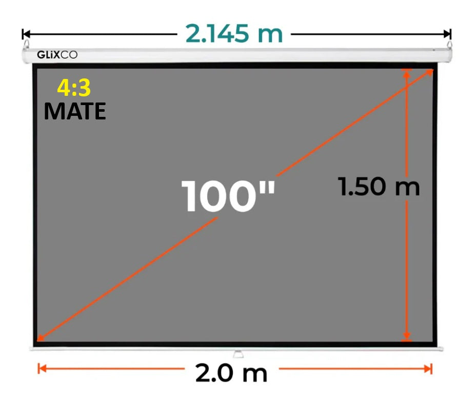 Ecran Manual Gris Mate 100 Pulg (4:3) 2.0x1.50 m / MATE